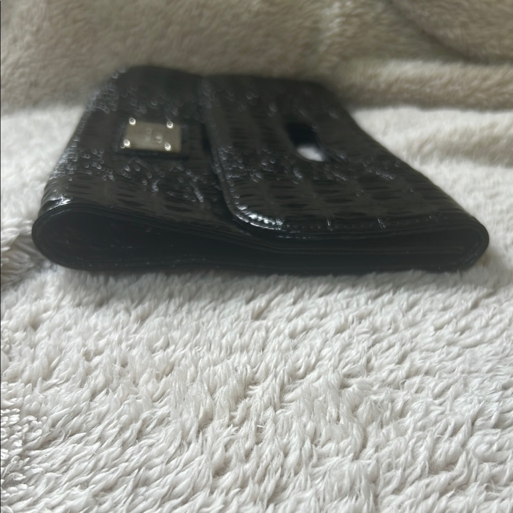 Nine West Black Croc-Embossed Clutch with Metallic Detail - Picture 12 of 14